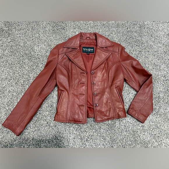 Wilson's Leather red brown leather jacket, size women's small - Picture 3 of 16